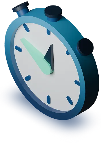 Reloj 3D indicando disponibilidad 24/7