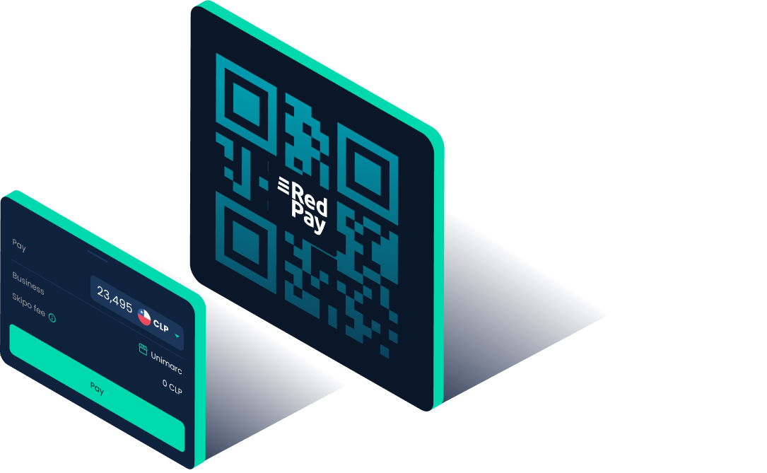 QR code and payment panel in the Skipo app for payments at RedPay-associated stores