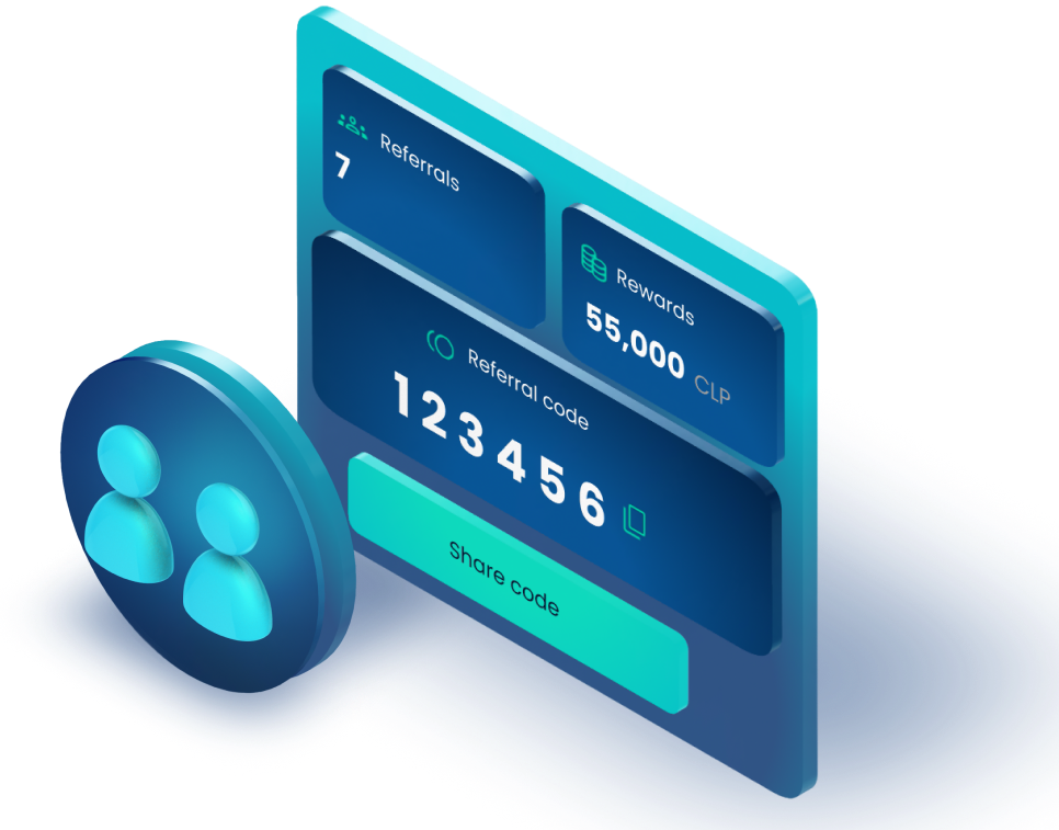Skipo referral program panel showing referral code, total earnings, and number of referrals